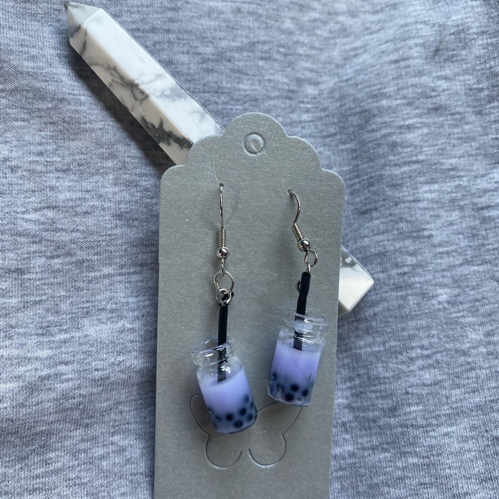 Bottle bubble milk tea drop earrings